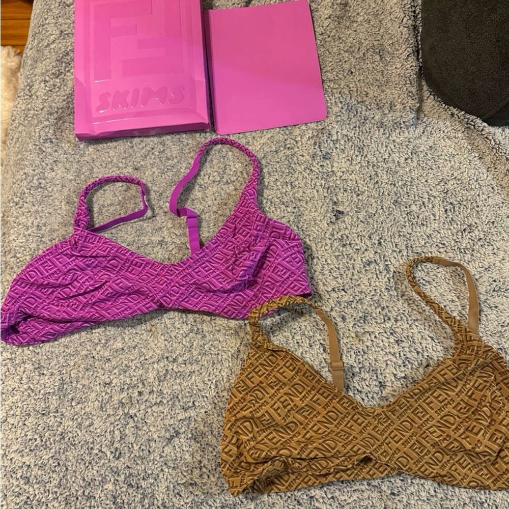 Skims and Fendi Bralette Set - Purple and Brown